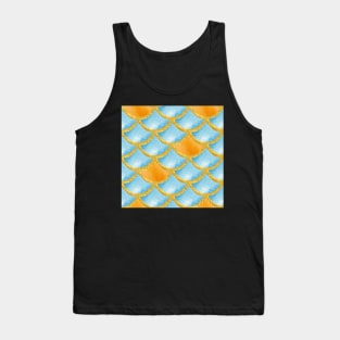 Mermaid Pattern Gold Blue Random Orange Tank Top